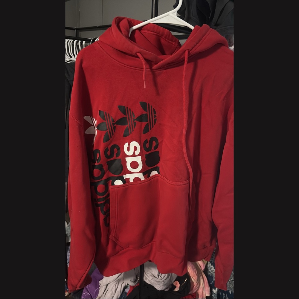 Adidas Bold Red Hoodie with Trefoil Design